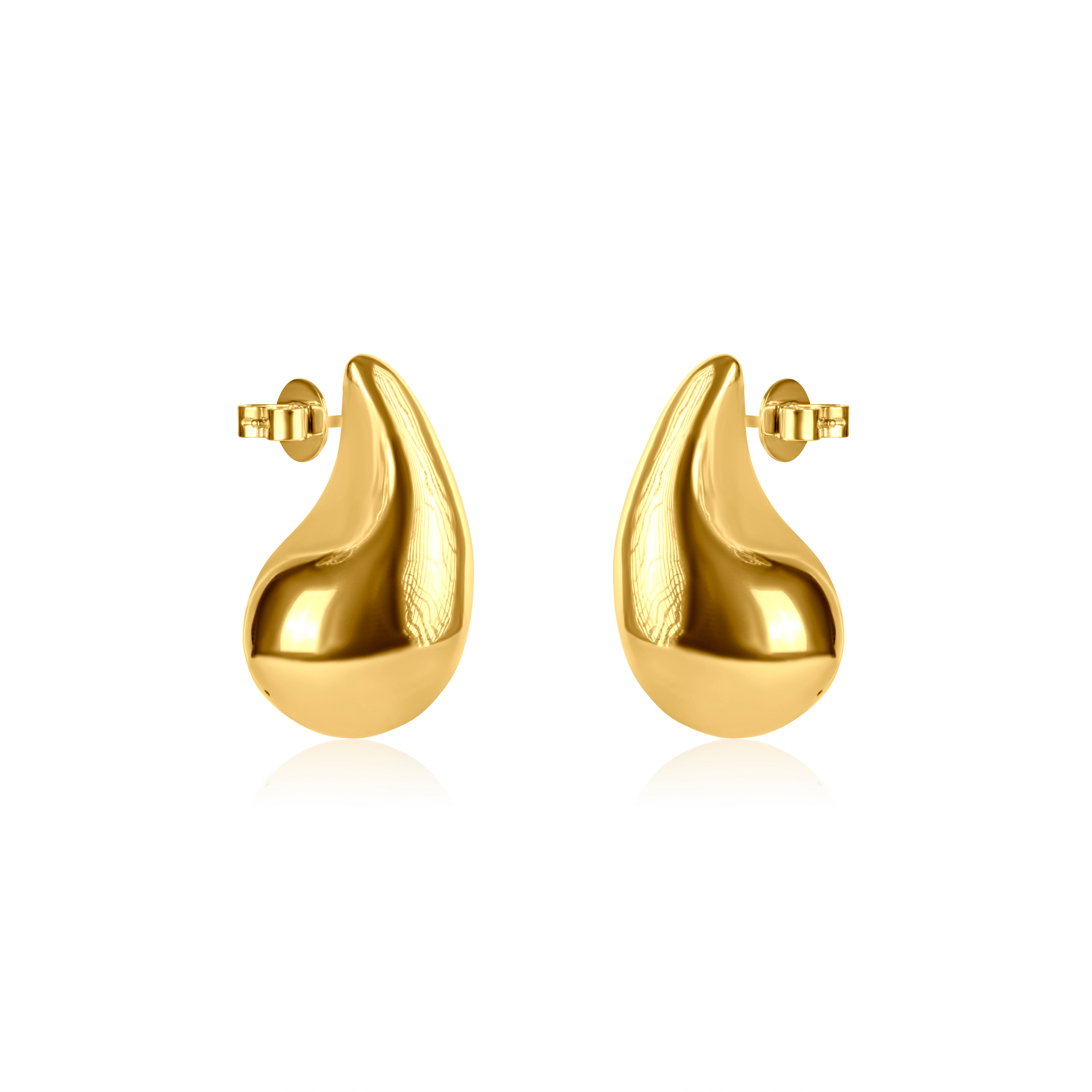 Puffed Gold Teardrop Earring