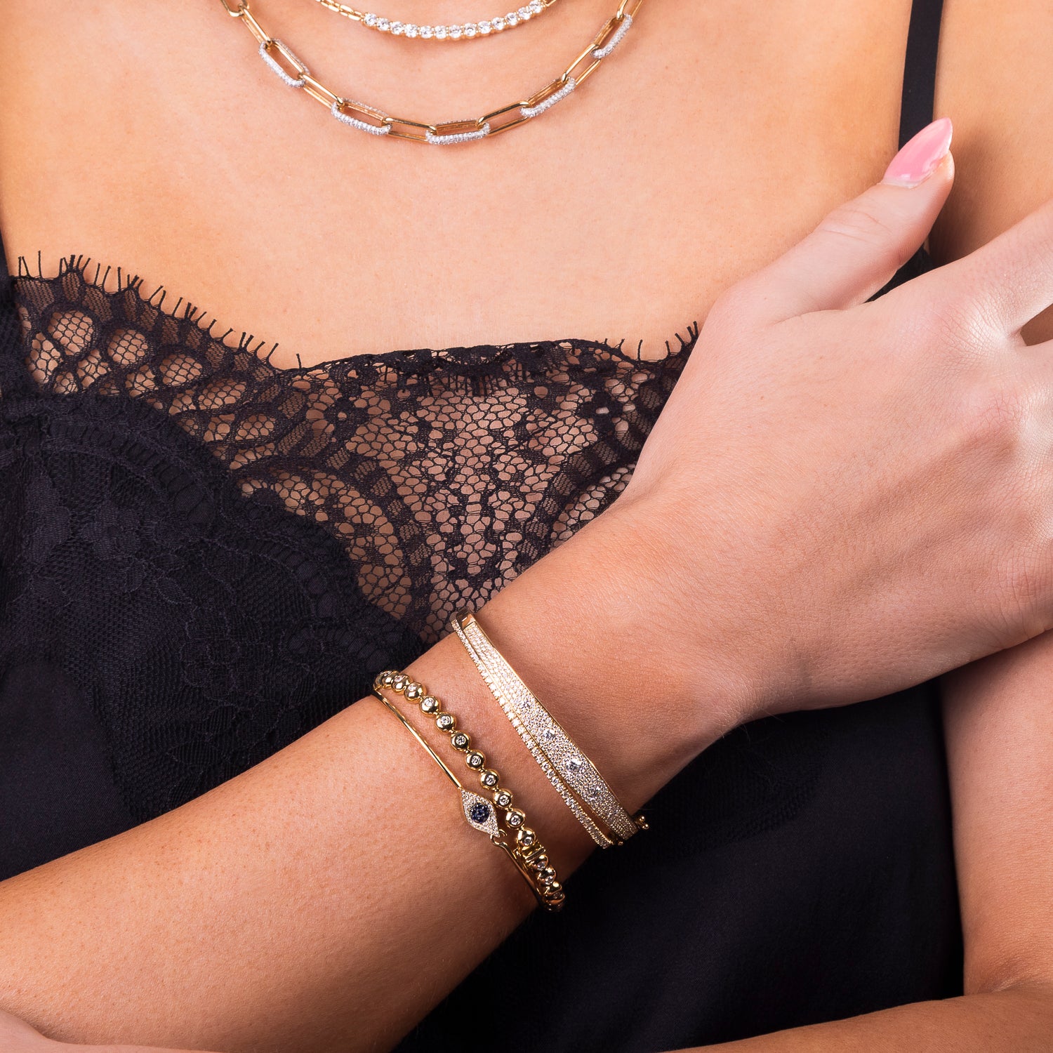 Diamond Evil Eye Bangle