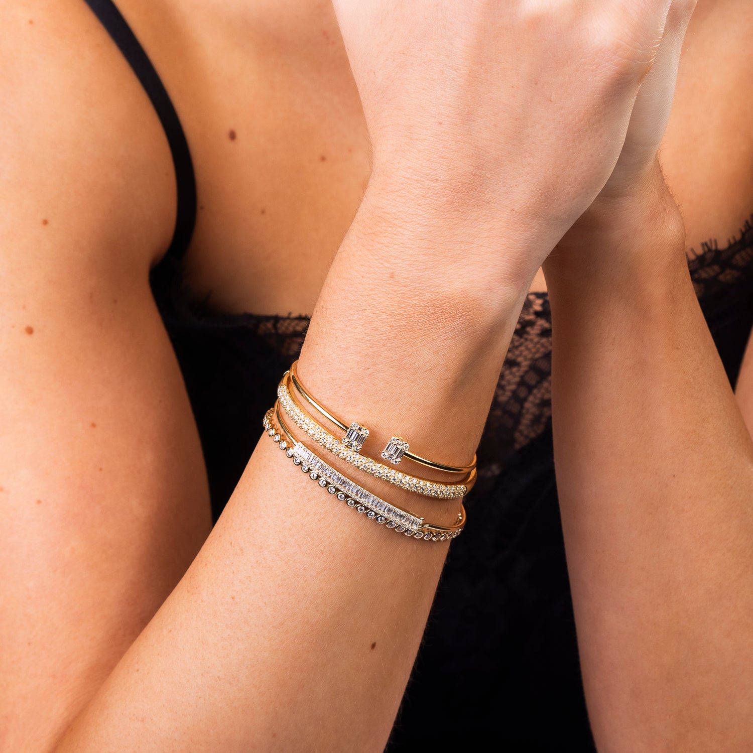 3 Row 18k Diamond Bangle