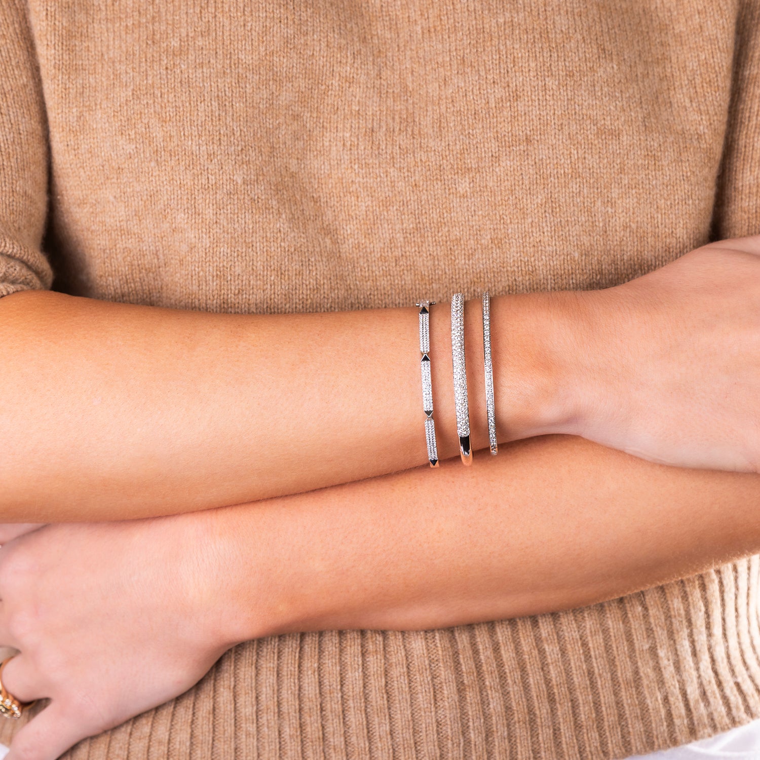 3 Row 18k Diamond Bangle