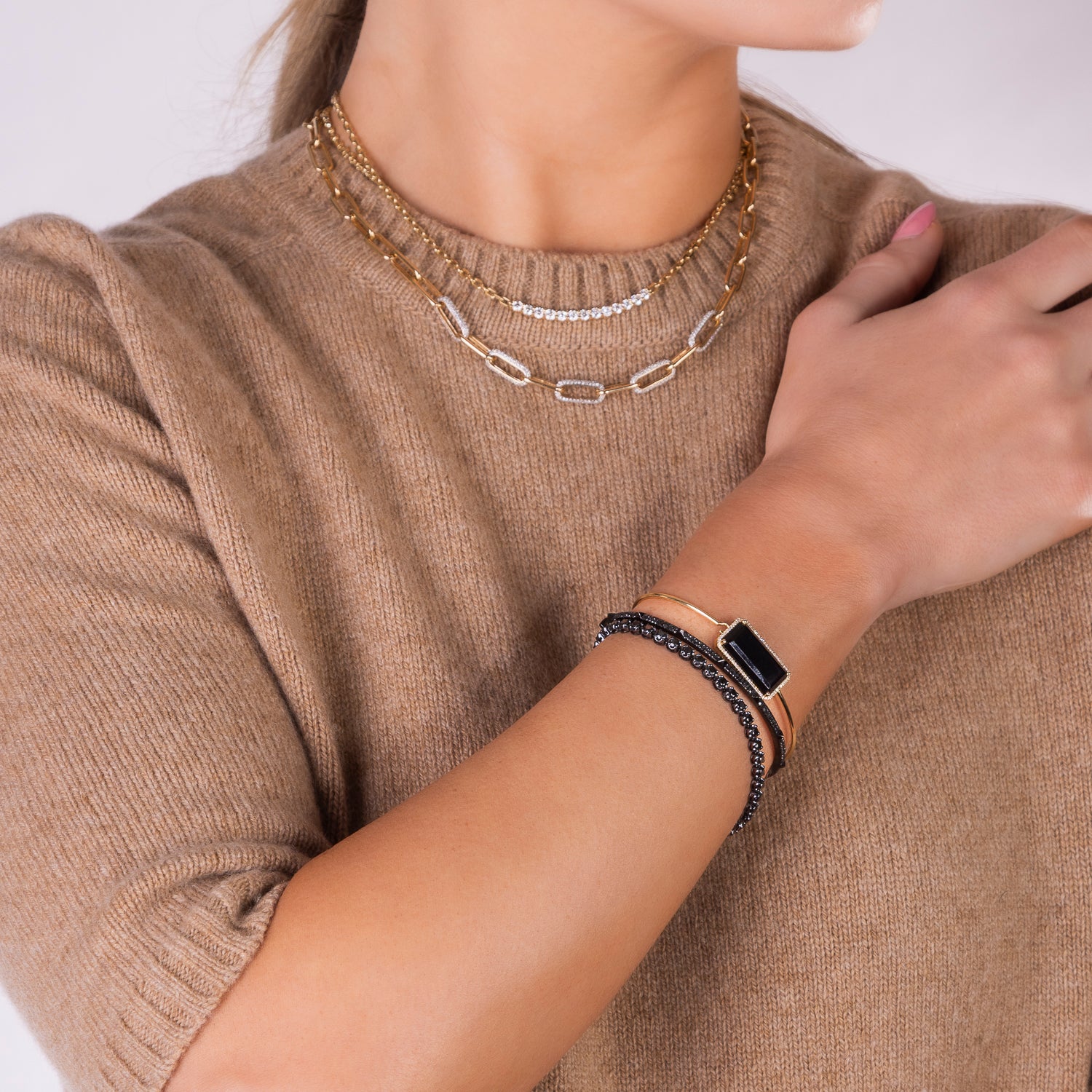 Black Onyx and Diamond Bangle