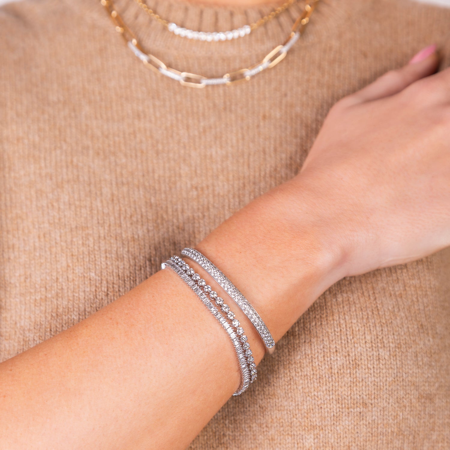 3 Row 18k Diamond Bangle