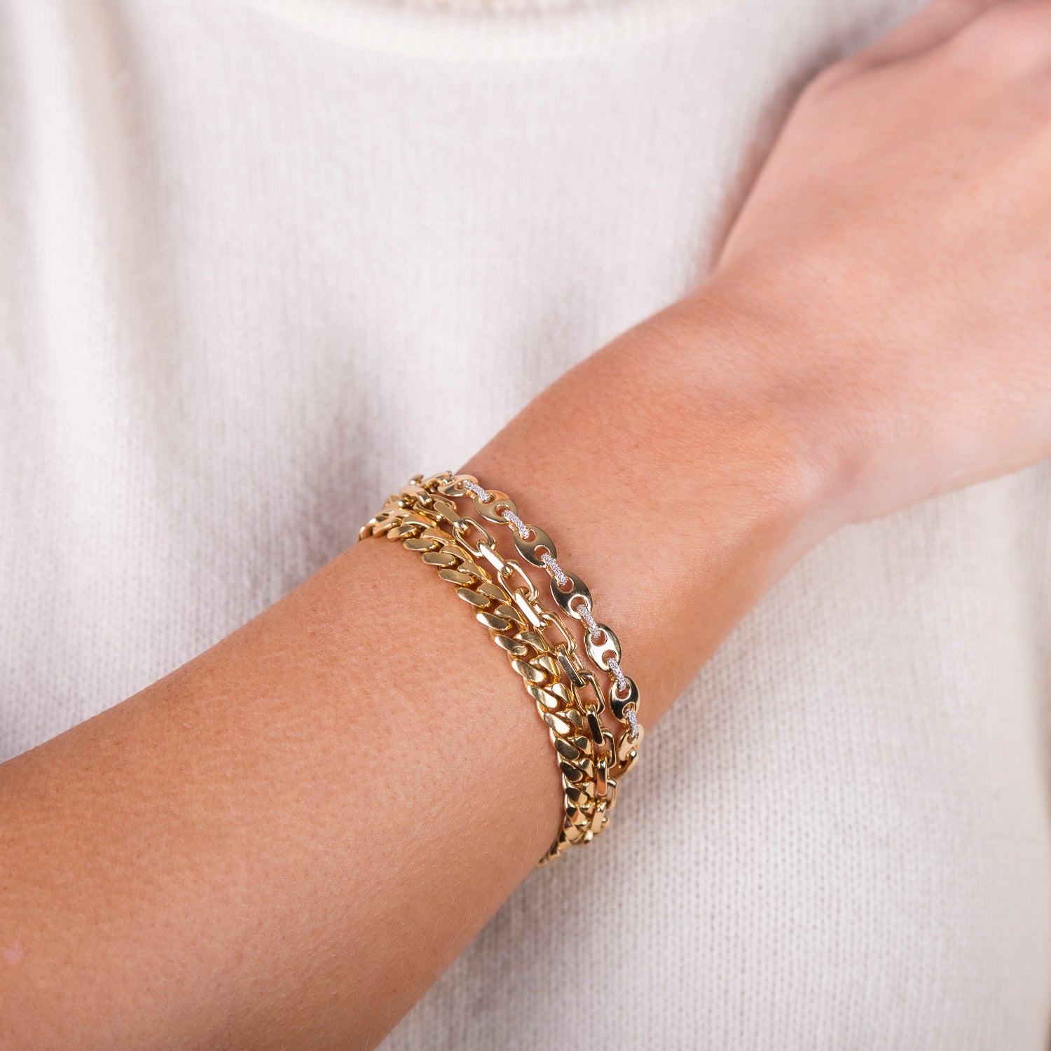 Mariner Link and Diamond Bracelet