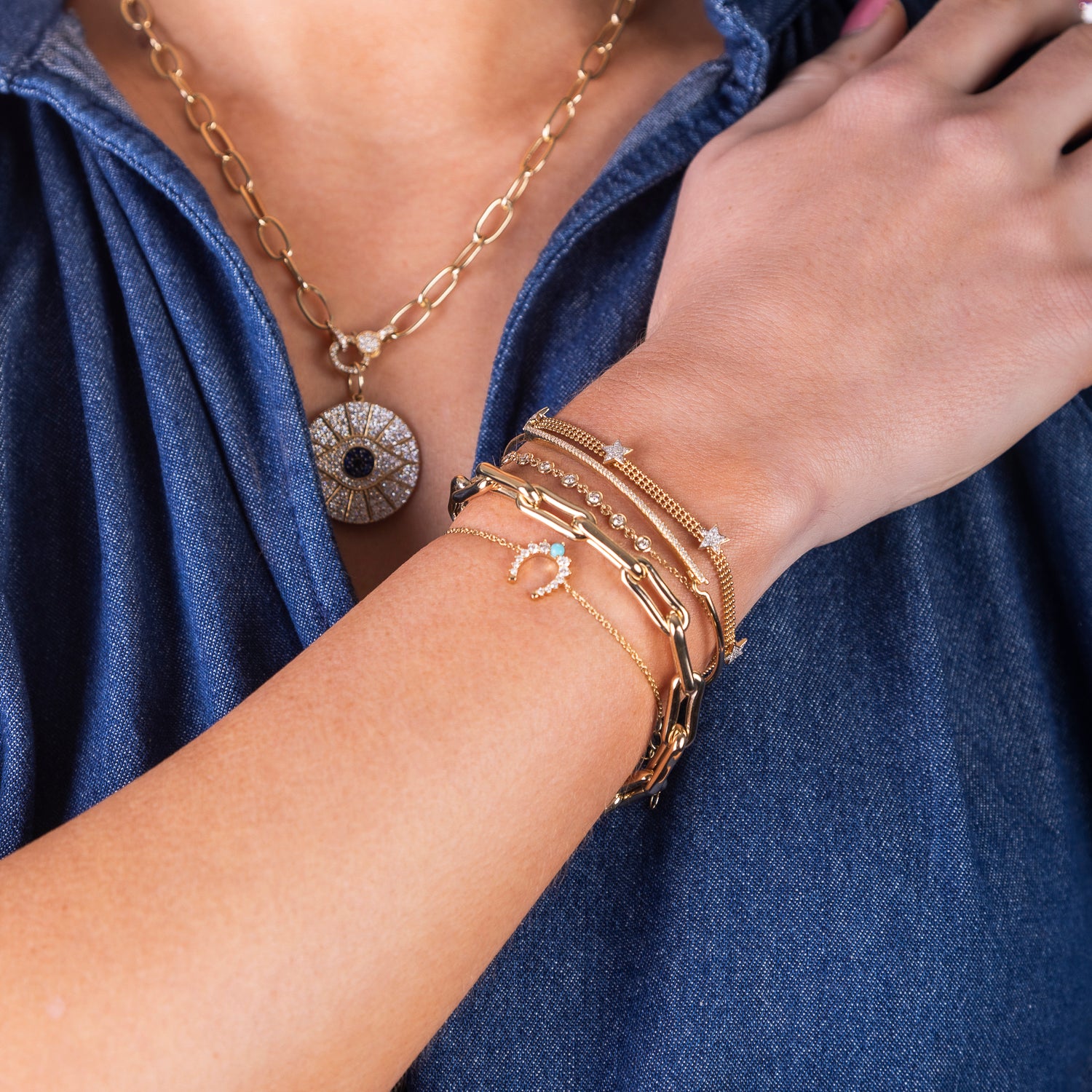 7 Diamond Bezel Set Bracelet