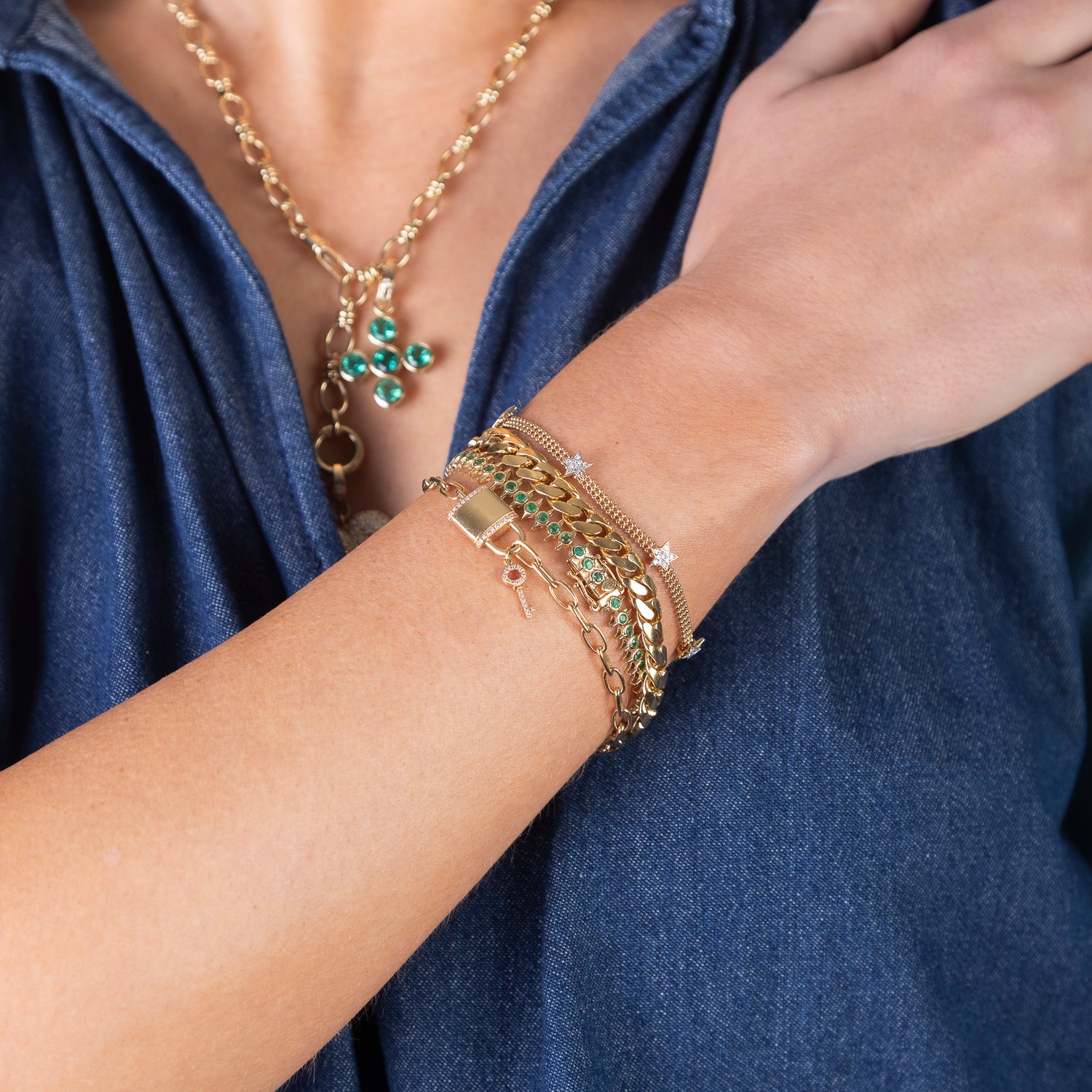 Lock and Key Gold and Diamond Bracelet