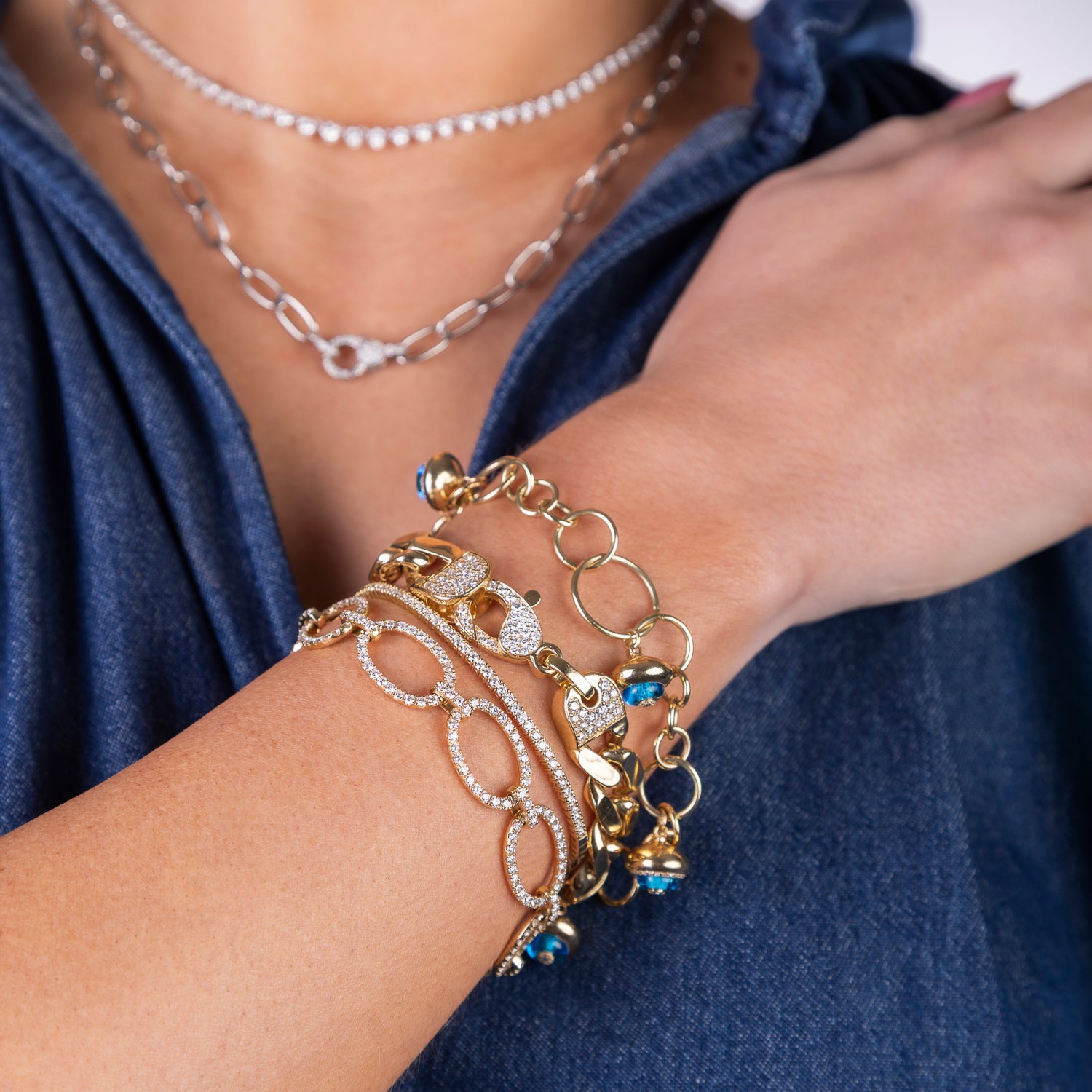 Elegant Oval Diamond Link Bracelet