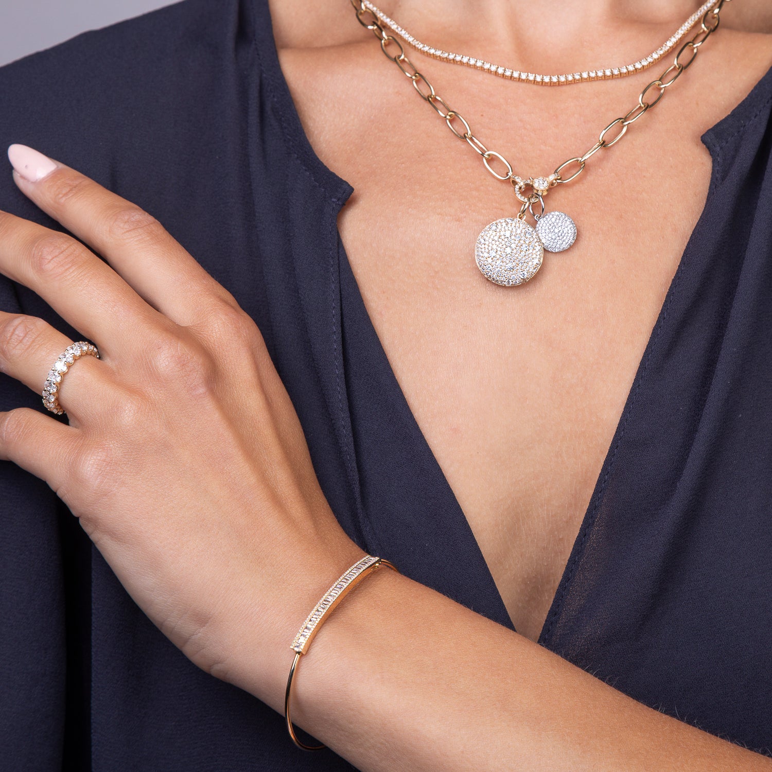 Diamond Baguette Skinny Bangle