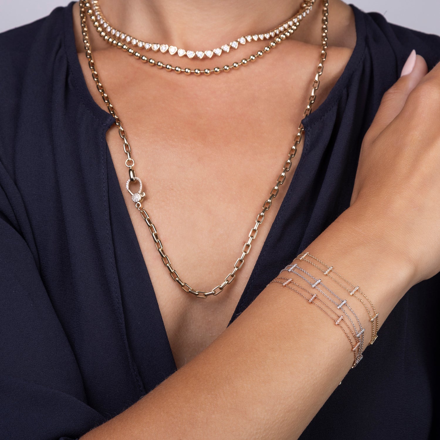 Double Row Diamond Stick Bracelet