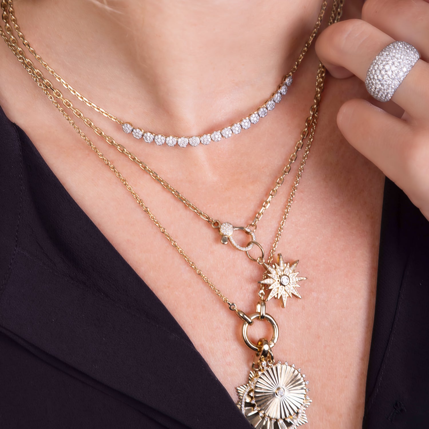 Bezel Diamond Center Necklace