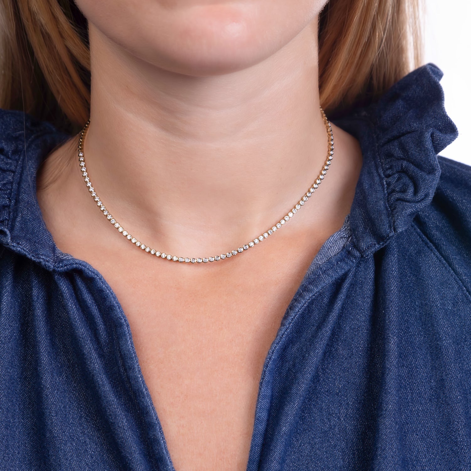 Bezel Set Diamond Tennis Necklace