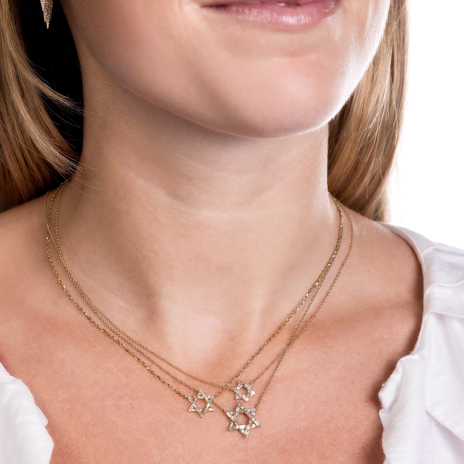 Diamond Baguette Star of David Necklace