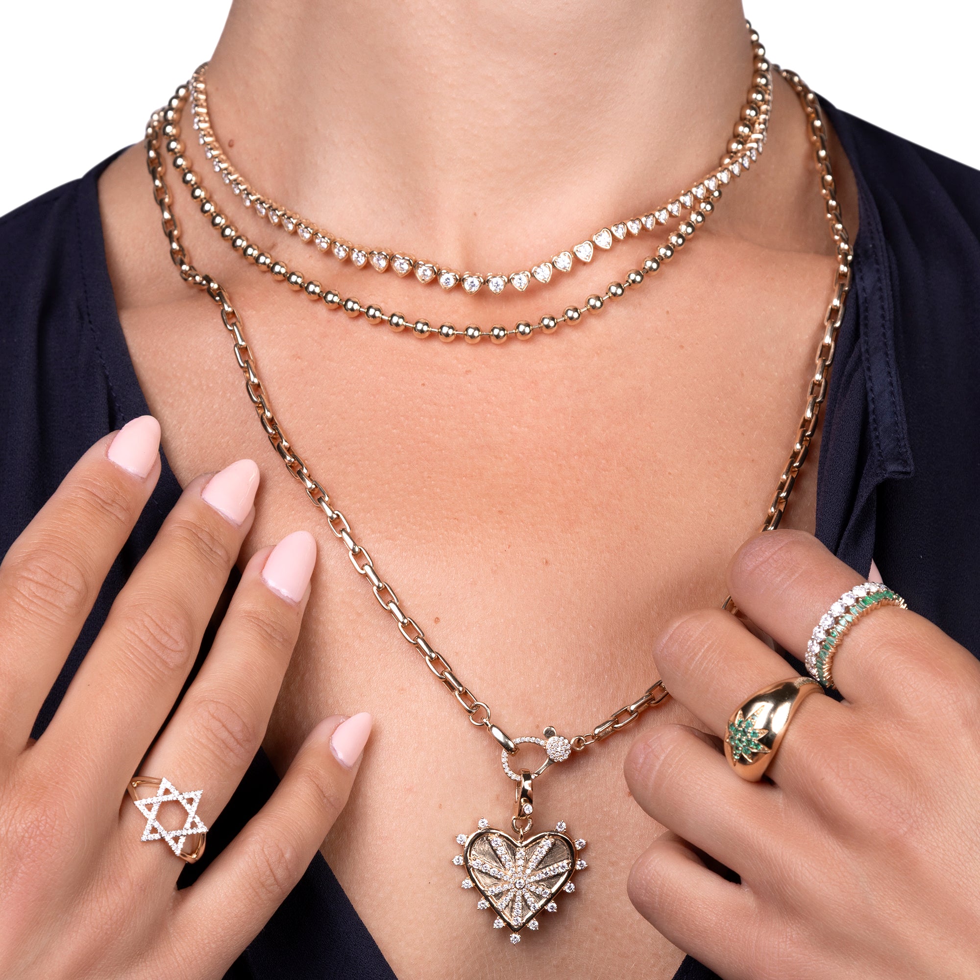 Bezel Heart Tennis Necklace