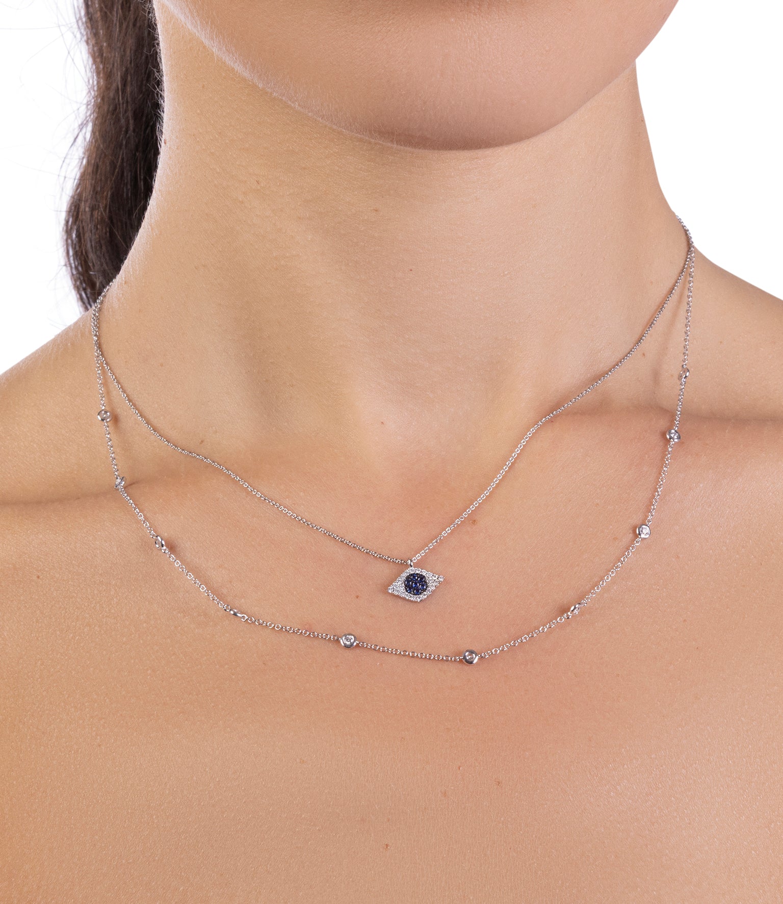 Sapphire and Diamond Evil Eye Necklace