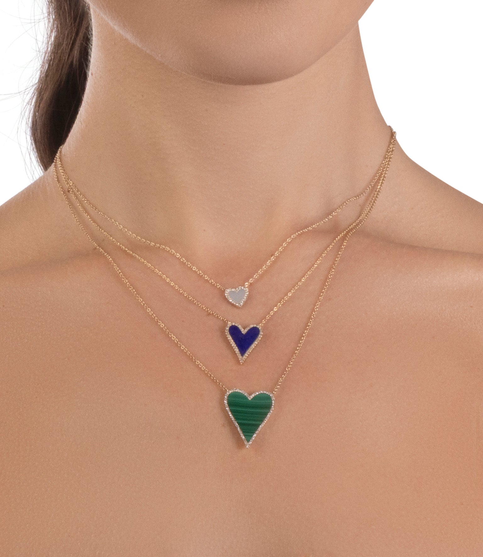 Malachite Diamond Heart Necklace