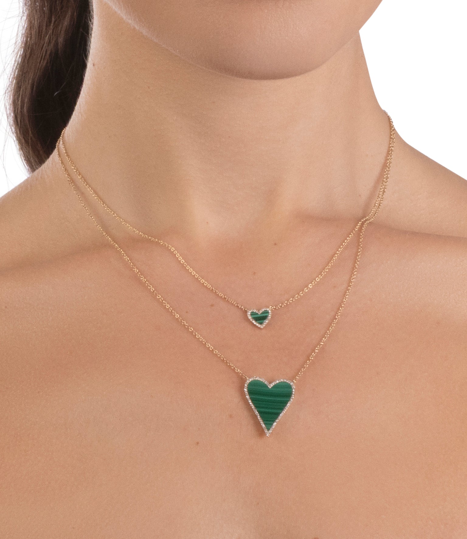 Malachite Diamond Heart Necklace