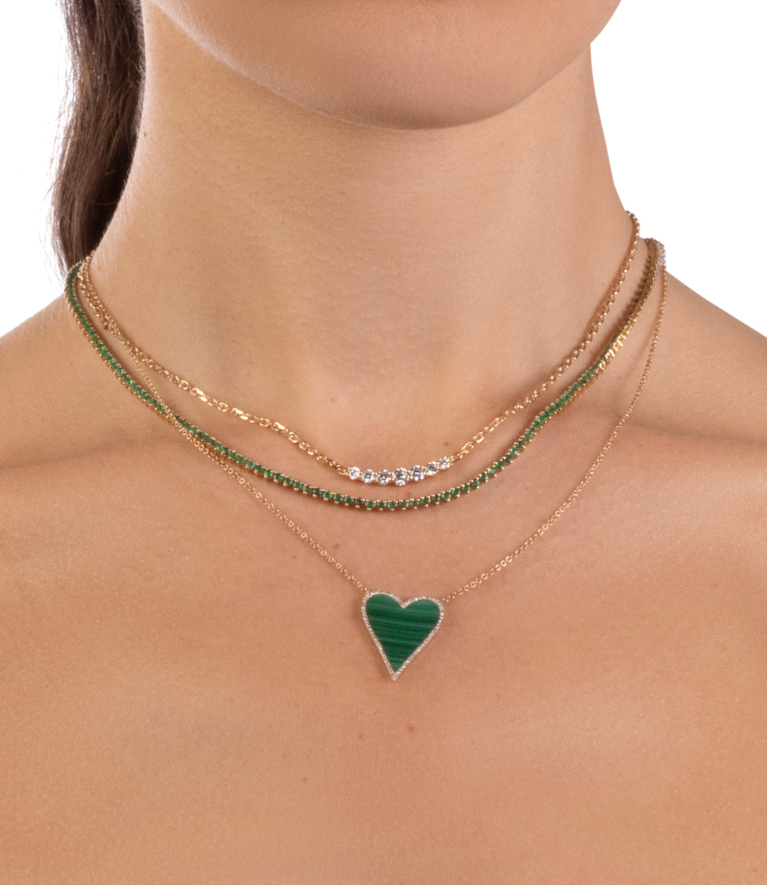 Malachite Diamond Heart Necklace