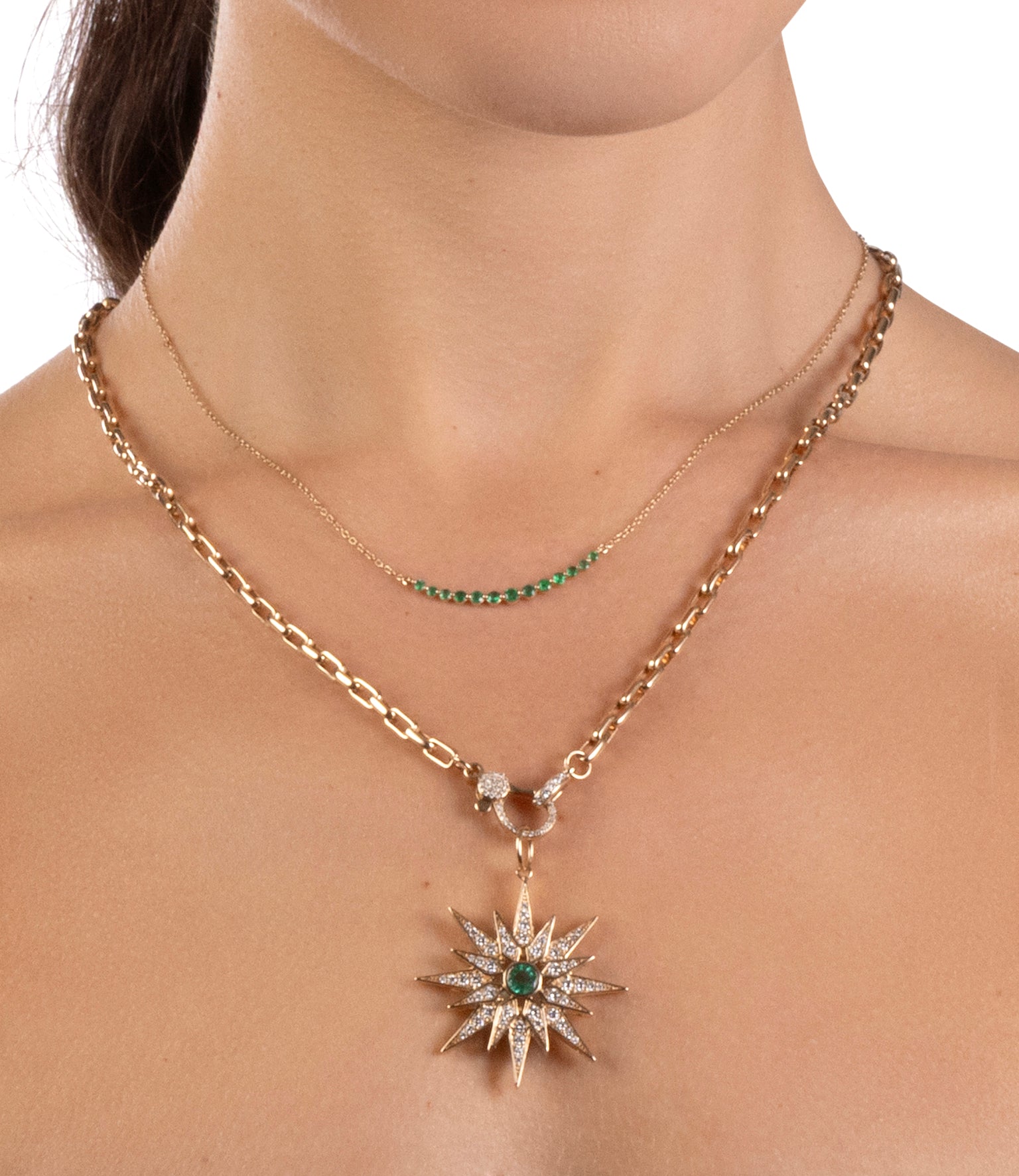 Emerald and Diamond Starburst Charm