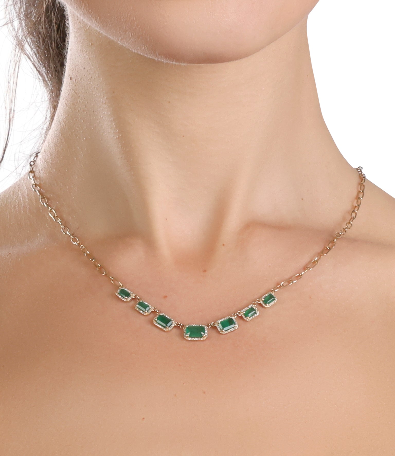 Royal Emerald 7 Station Necklace