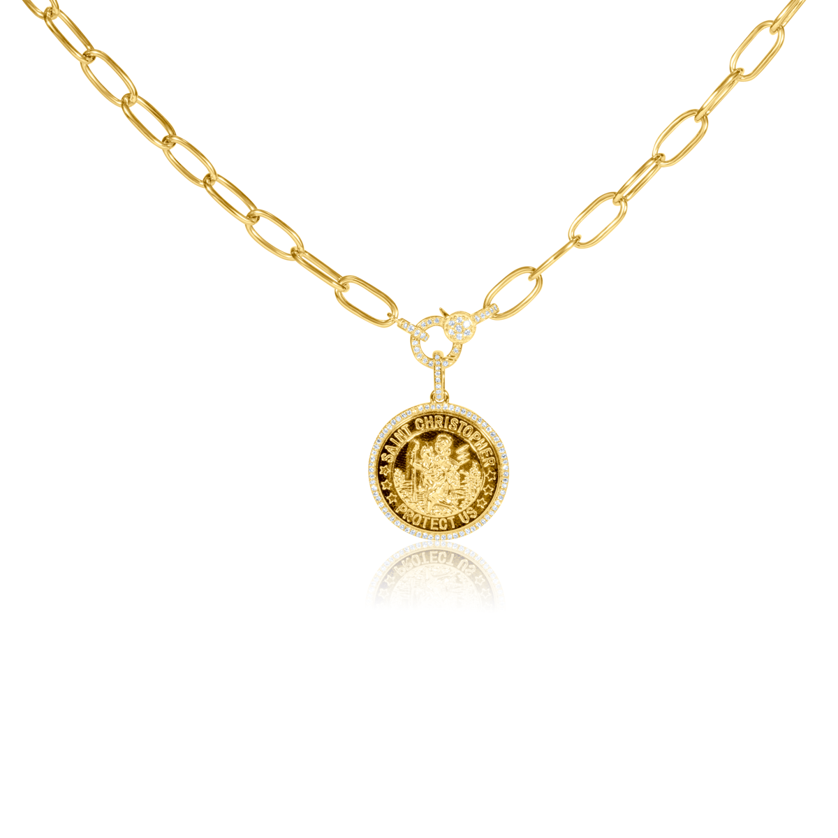 Saint Christopher Diamond Medallion Charm