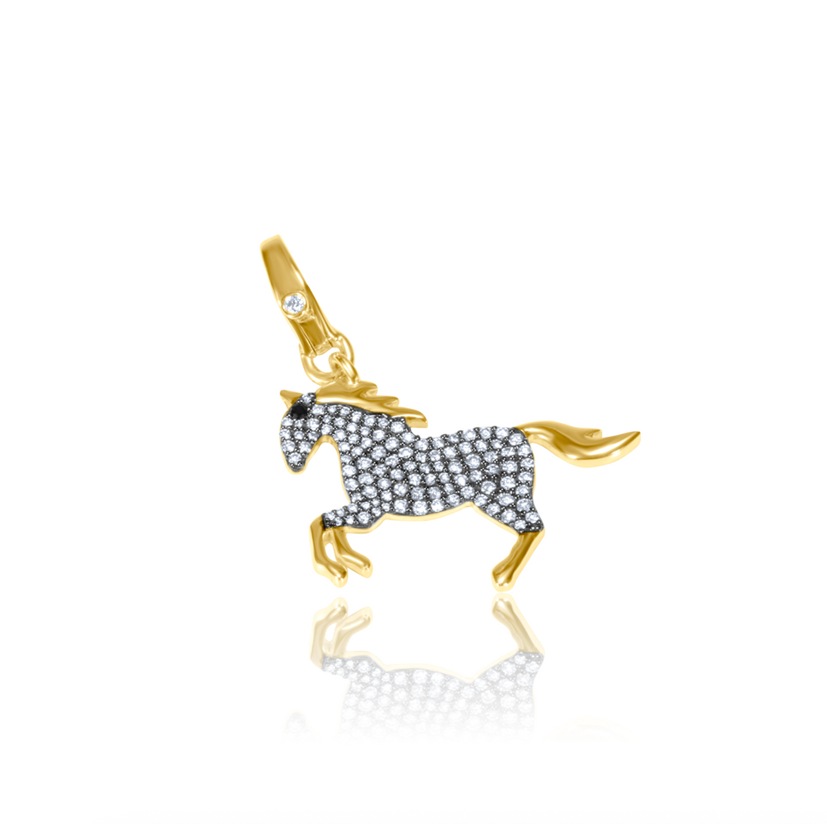 Blackened Gold Diamond Horse Charm
