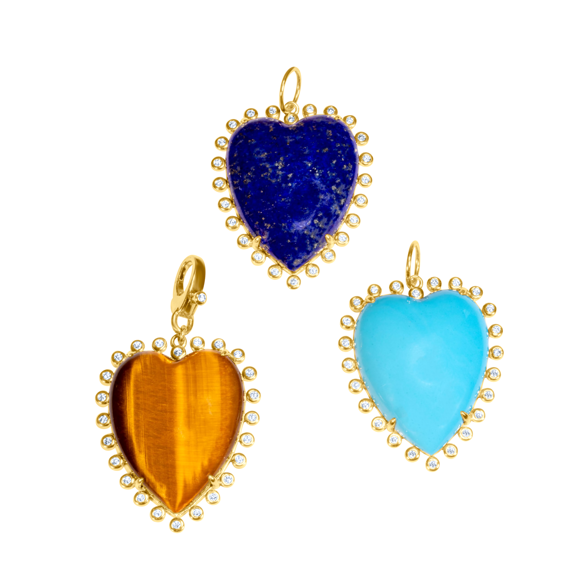 Bezel Diamond Gemstone Heart Charm