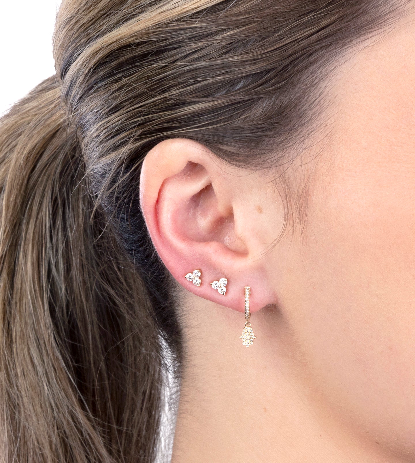 Diamond Trio Stud Earings