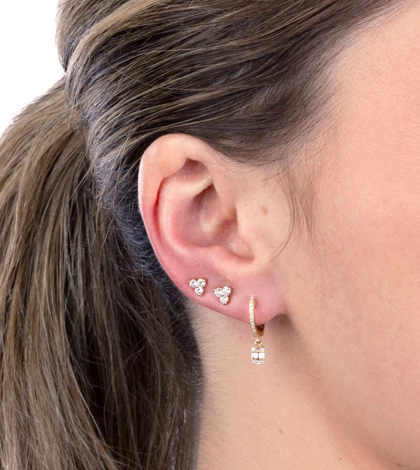 Diamond Trio Stud Earings