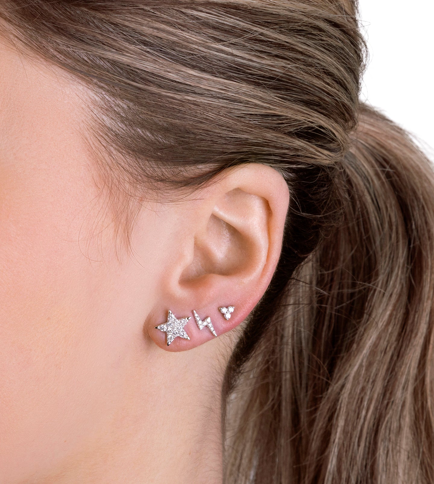 Diamond Trio Stud Earings