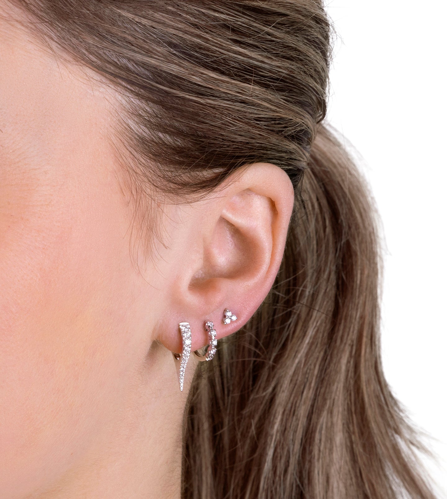 Diamond Trio Stud Earings
