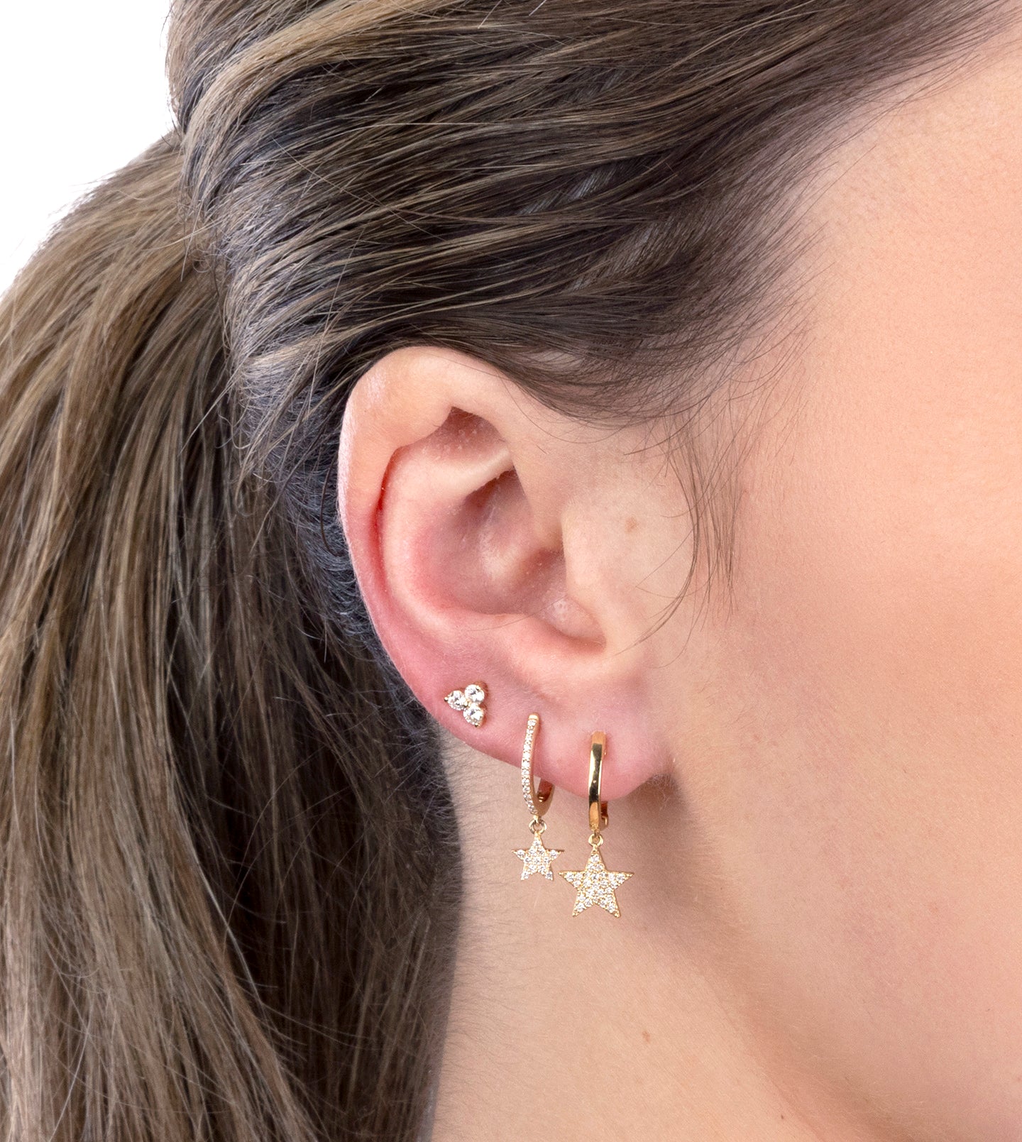 Diamond Trio Stud Earings