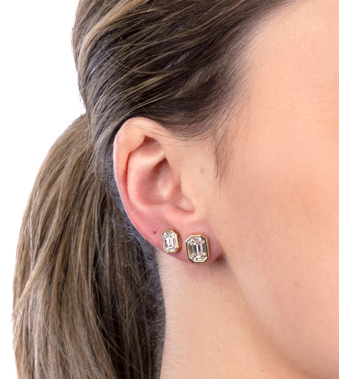 Emerald-Cut Illusion Studs