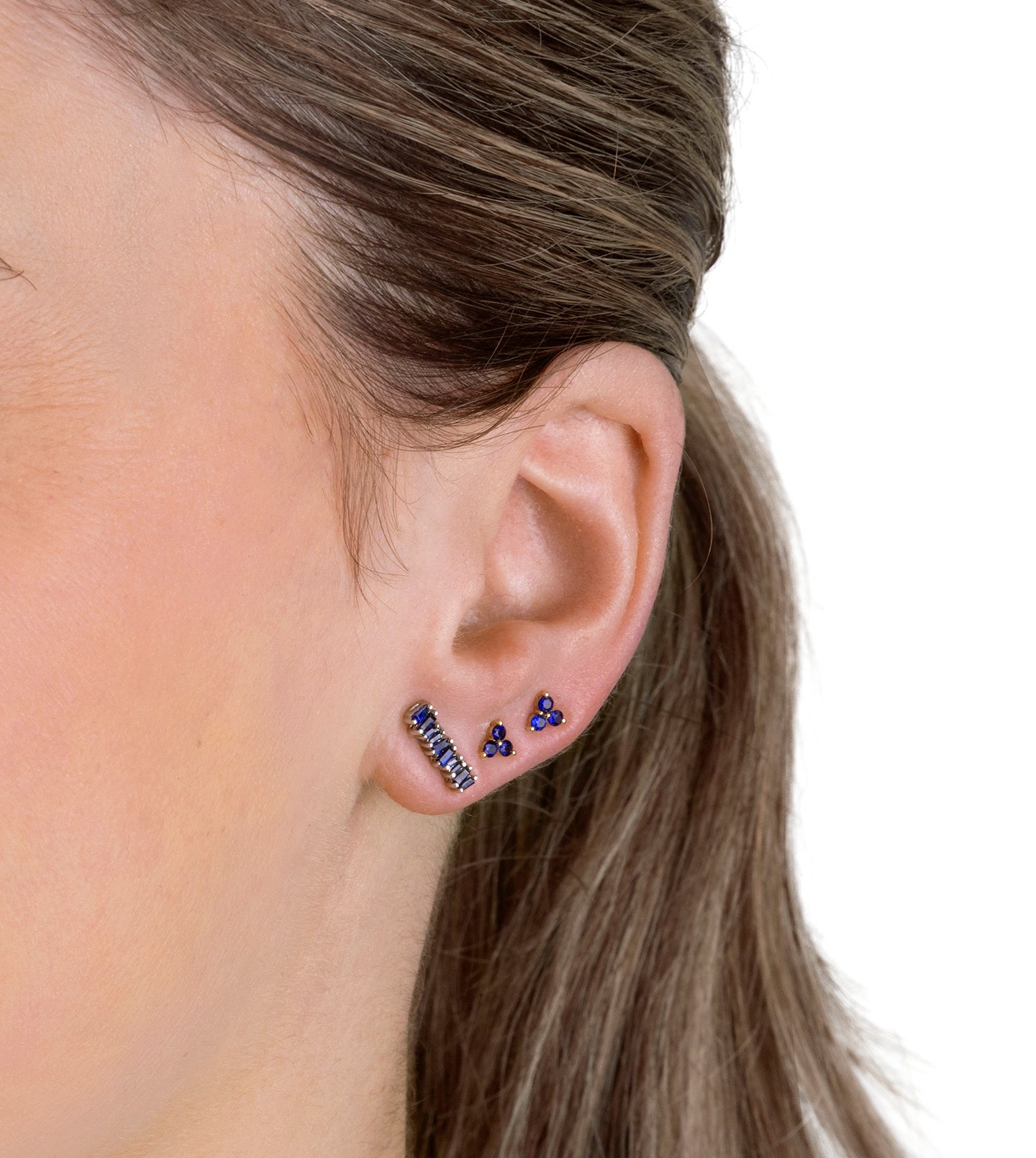 Baguette Gemstone Bar Studs