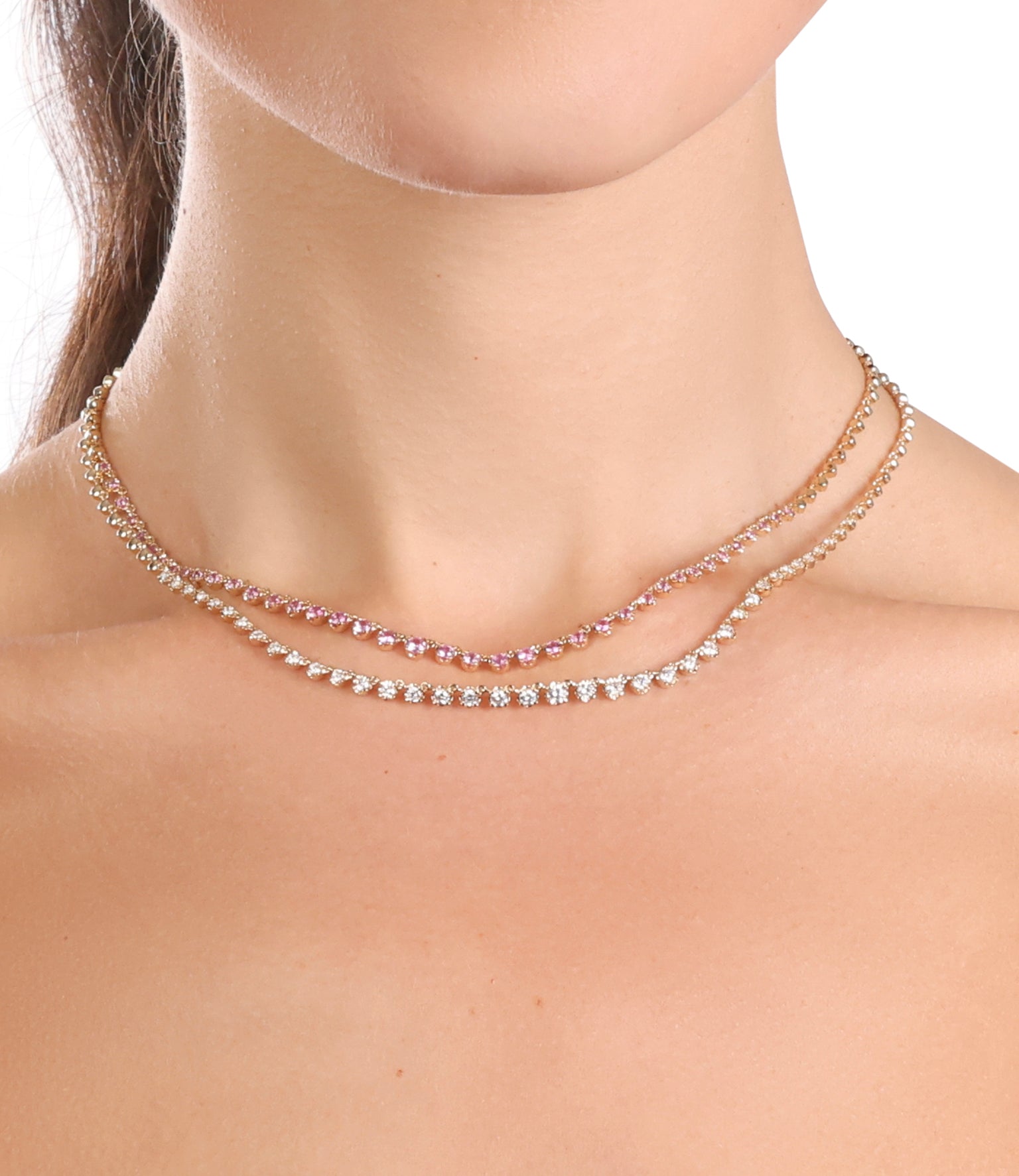 Soft Pink Sapphire Tennis Necklace