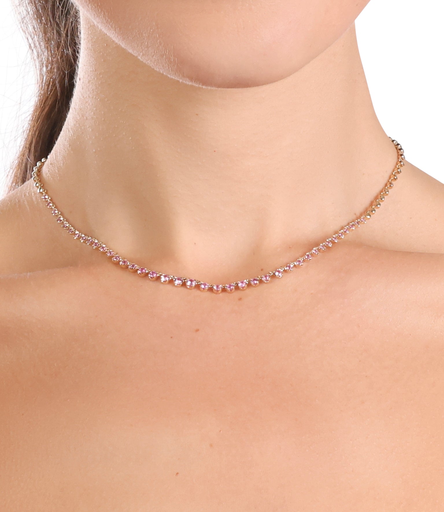 Soft Pink Sapphire Tennis Necklace