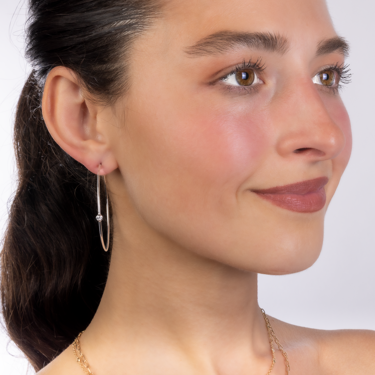 Solitaire Diamond Hoops