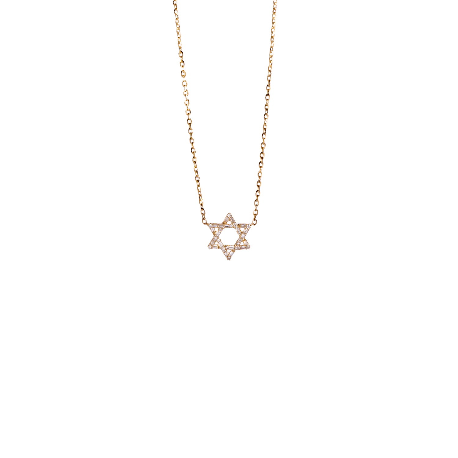 Diamond Baguette Star of David Necklace