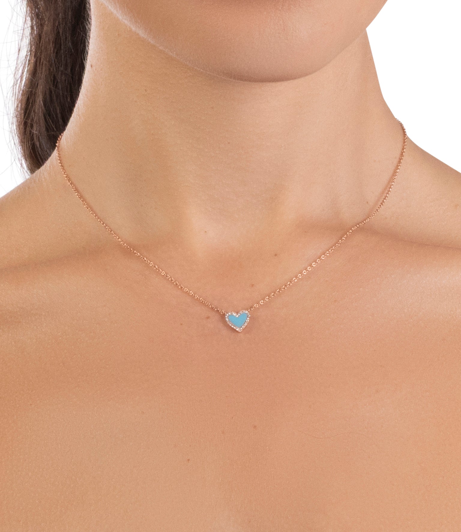 Turquoise Diamond Heart Necklace