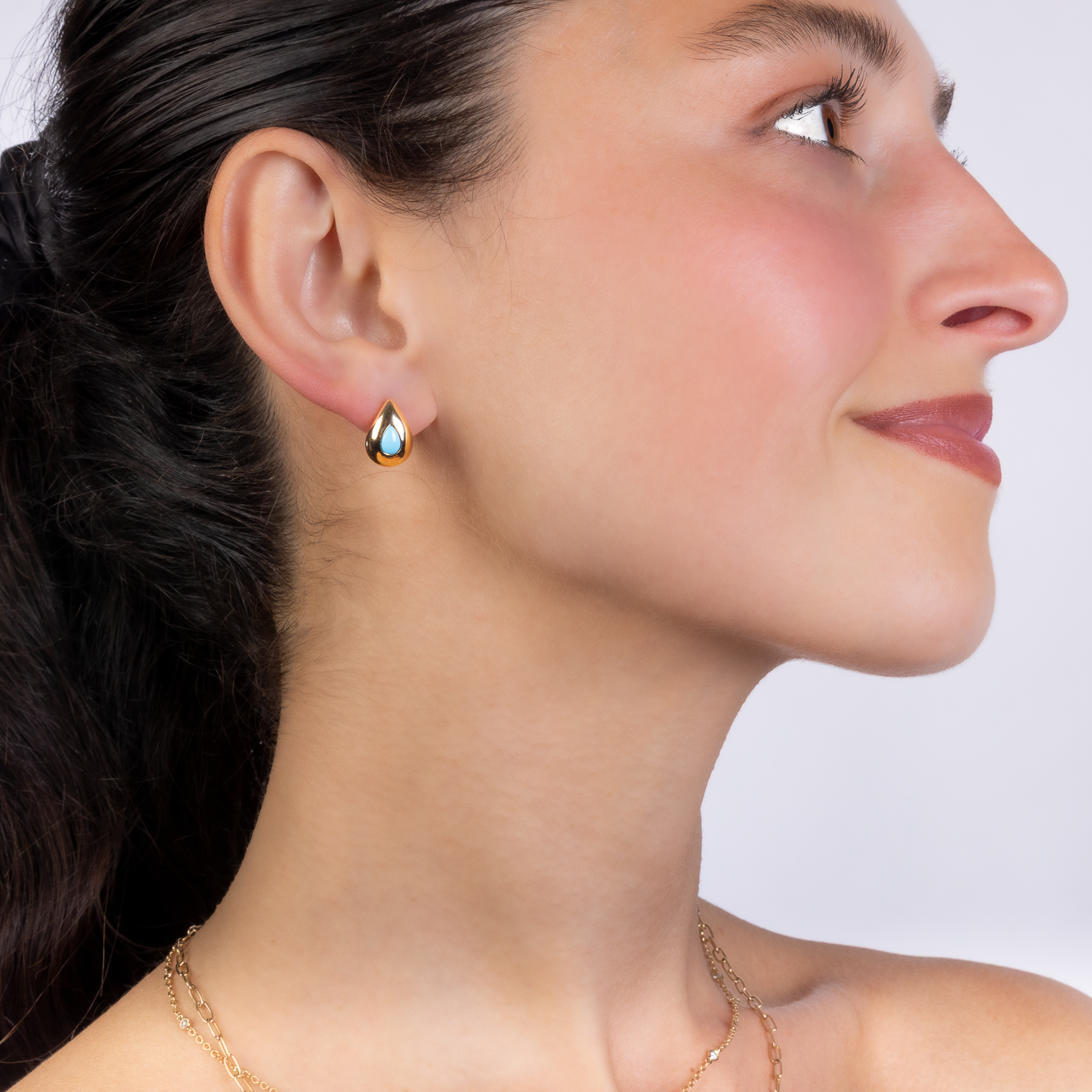 Turquoise Puffy Tear Drop Earrings