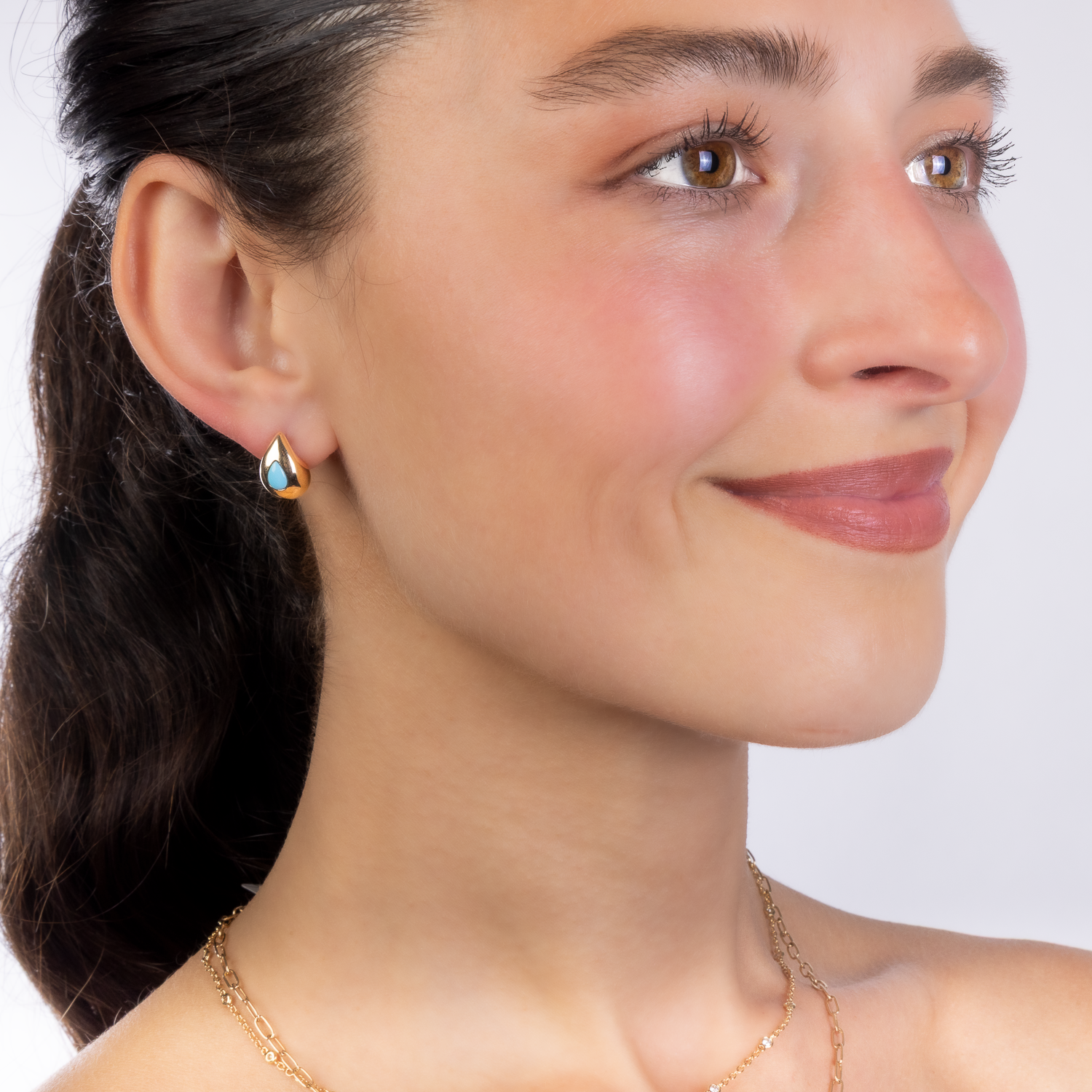 Turquoise Puffy Tear Drop Earrings