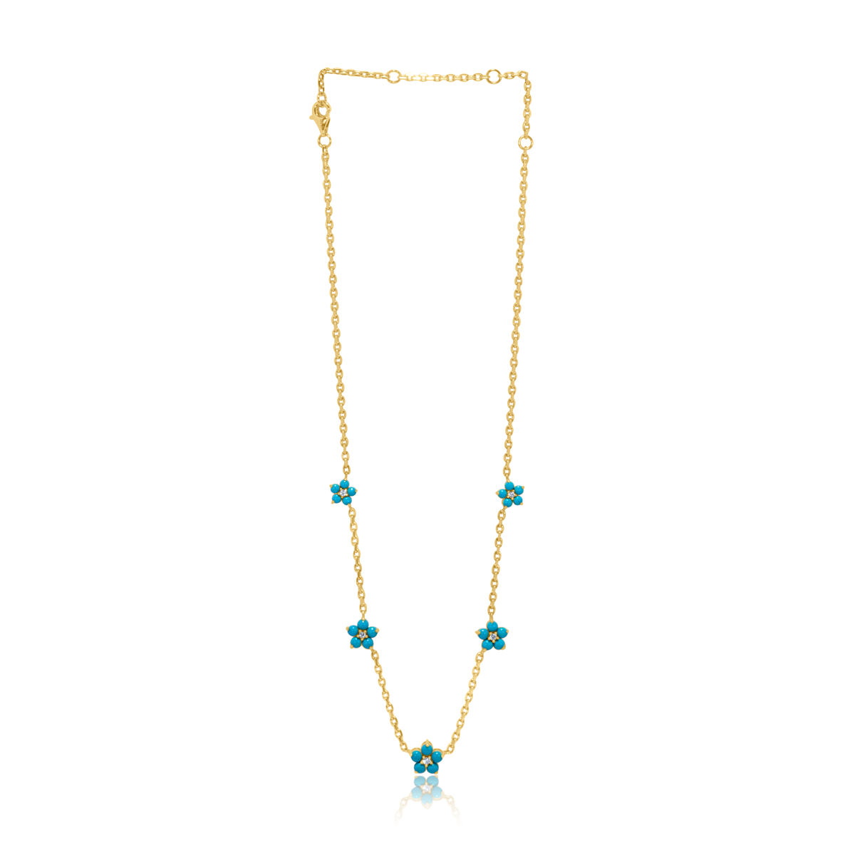 Turquoise & Flower Flower Necklace