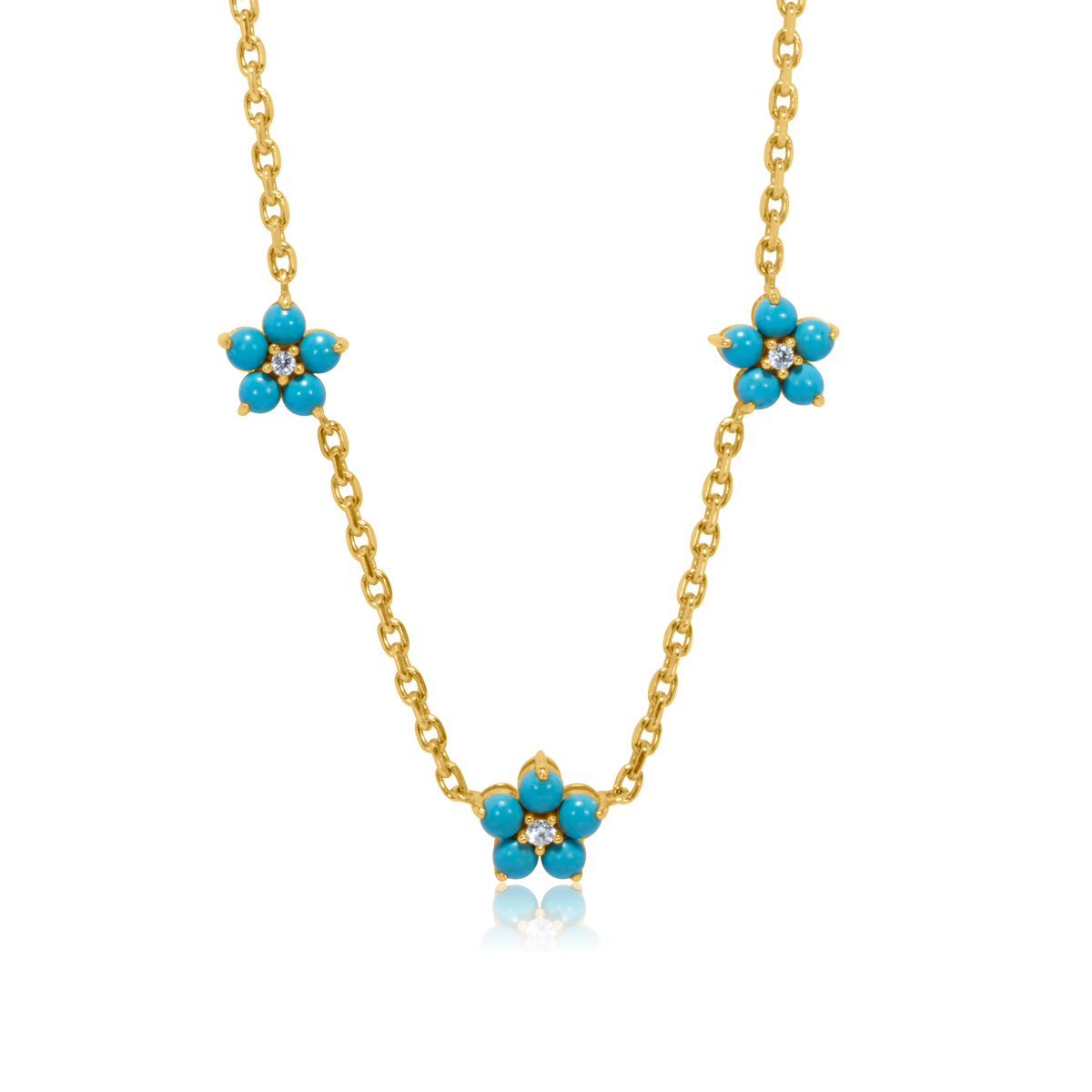 Turquoise & Flower Flower Necklace
