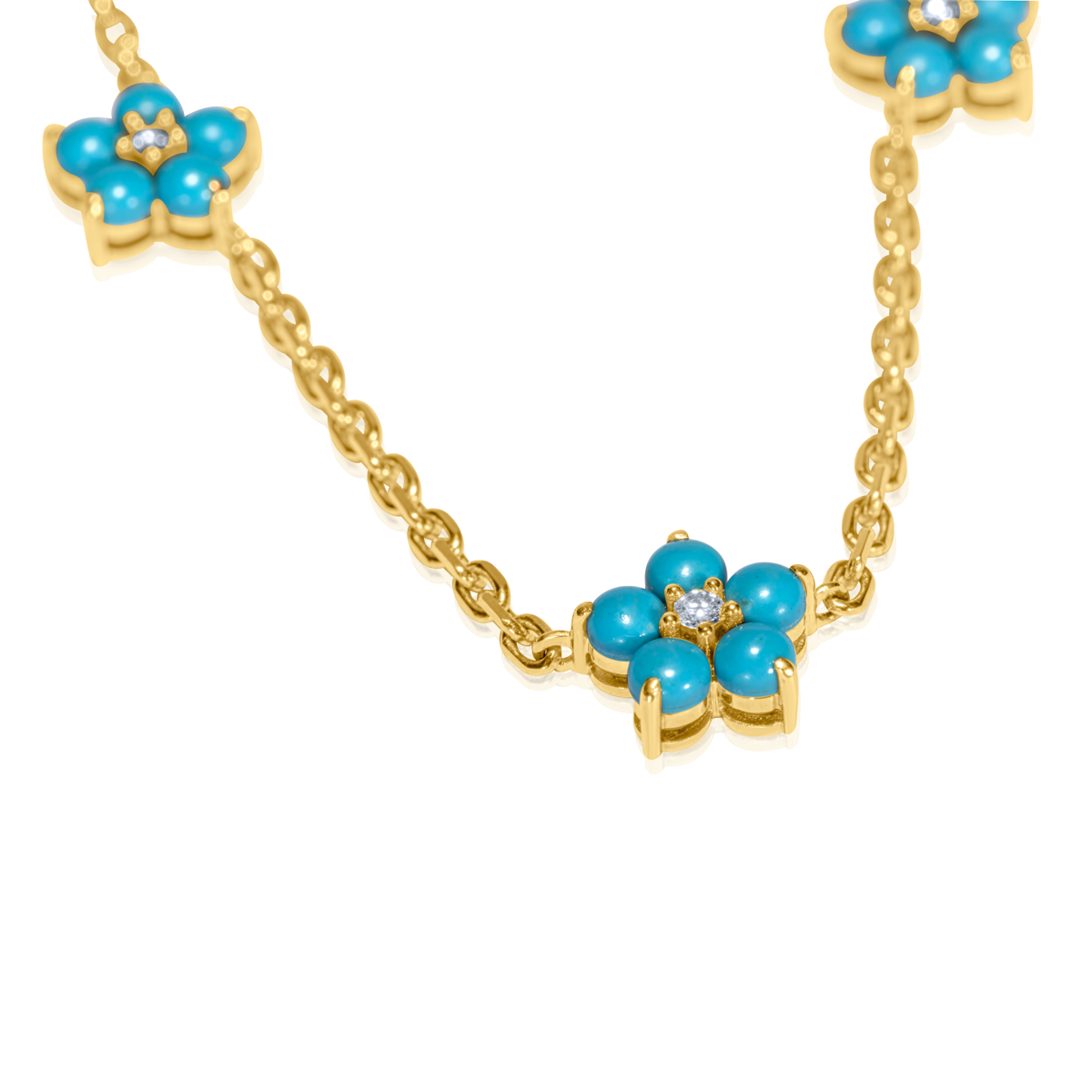 Turquoise & Flower Flower Necklace
