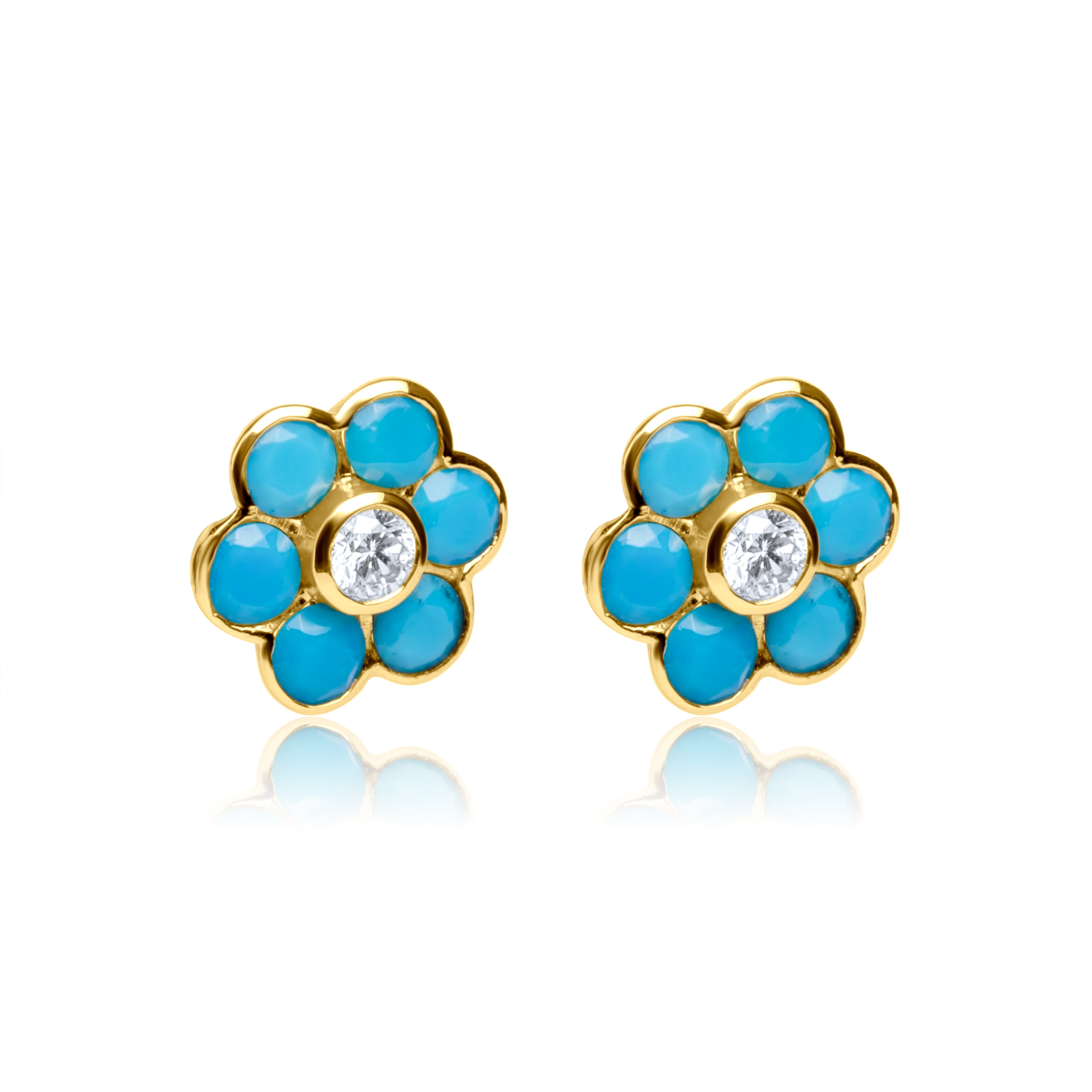 Turquoise Flower Spark Studs