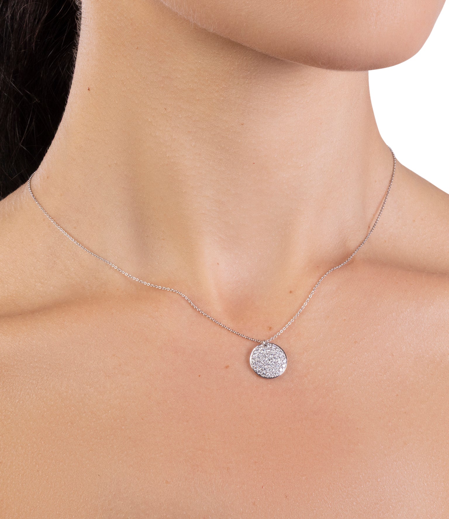 Diamond Pave Disc Necklace