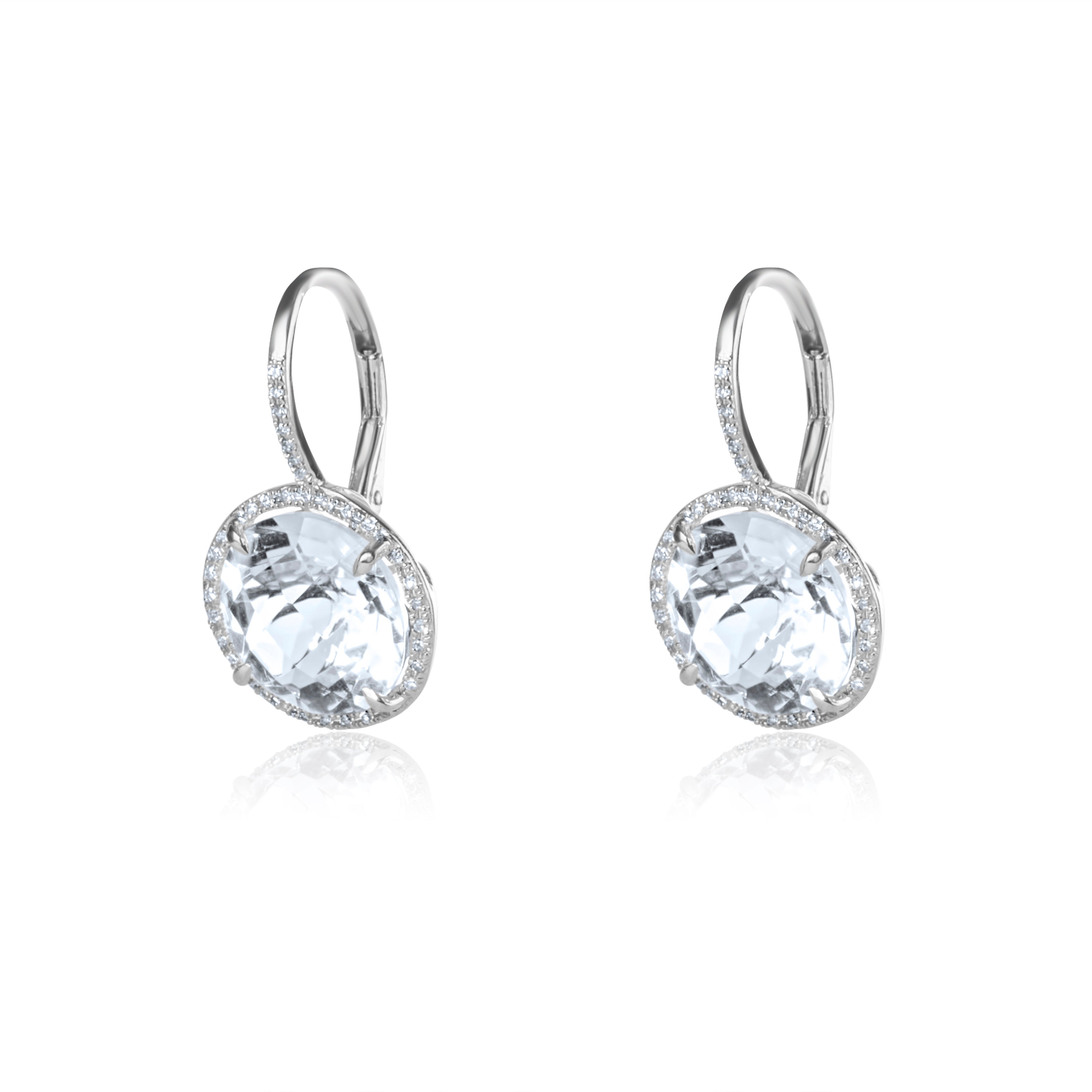 White Topaz Diamond Surround Drops