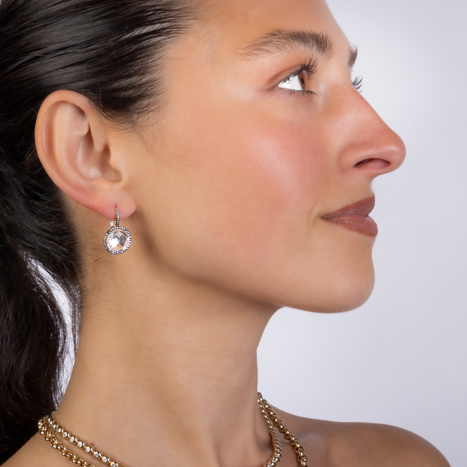 White Topaz Diamond Surround Drops